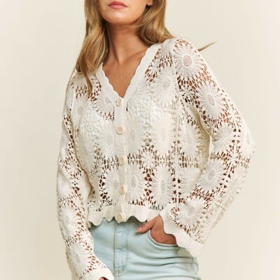 Floral cropped cardigan
