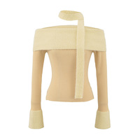 Sexy off-shoulder long-sleeved knit top - Thumbnail 2