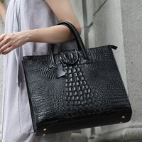 Alligator Handbag Carrying Leather Bag, Tote Bag #H340 - Thumbnail 3