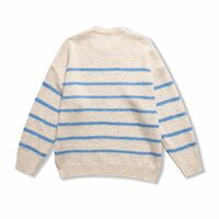 Retro relaxed-fit crew neck long-sleeved pullover striped sweater - Thumbnail 2