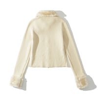 Retro-style fur-collar warm knitted long-sleeved zip-up sweater coat - Thumbnail 2