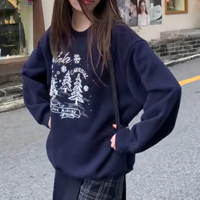 Winter carnival christmas tree printed sweatshirt