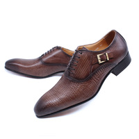 Men's Oxford leather shoes crocodile-embossed buckle formal shoes - Thumbnail 1