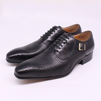 Men's Oxford leather shoes crocodile-embossed buckle formal shoes - Thumbnail 4