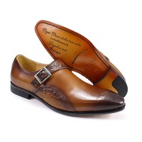 Men's genuine leather business handmade cowhide monk shoes - Thumbnail 5