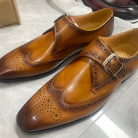 Men's business leather shoes men's brogue dress shoes - Thumbnail 1