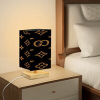 SALE | Designer Style Black and Gold Accent Lamp | Luxury Monogram Pattern Table Lamp | Free Ship - Thumbnail 5