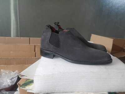 Handmade charcoal color ankle high chelsea boot