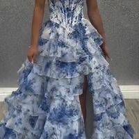 SR505,Charming Floral Chiffon Ruffle Prom Dresses Sweetheart Evening Party Dress - Thumbnail 4