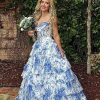 SR505,Charming Floral Chiffon Ruffle Prom Dresses Sweetheart Evening Party Dress - Thumbnail 5