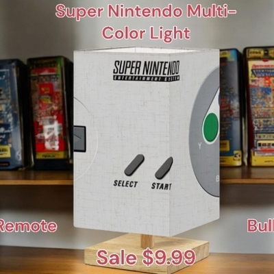 Super nintendo console multi-color light - snes retro gaming accent lamp w/ remote & bulb