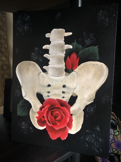 Unframed Original Canvas Painting: Pelvis Rose
