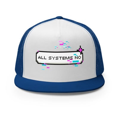 Blue screen of death: all systems no, glitch trucker hat