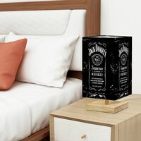 Jack Daniel's Whiskey Table Lamp, Wooden Base LED Desk Light, Remote, Bulb Included, Man Cave Gift - Thumbnail 3