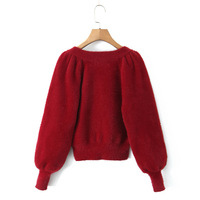 Mohair V-neck three-button lantern sleeve cardigan/jacket - Thumbnail 1