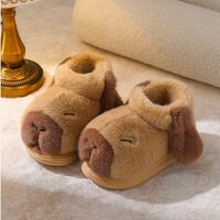Cute Capybara Furry High Top Slippers - Thumbnail 3