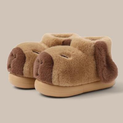 Cute capybara furry high top slippers