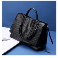 Women's Large Capacity Genuine Leather Handbag Women's Briefcase - Thumbnail 5