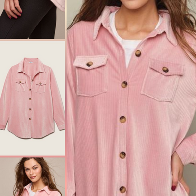 Corduroy button-front top