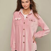 Corduroy Button-Front Top - Thumbnail 1