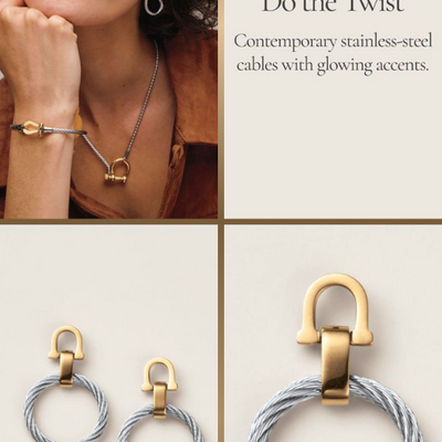 Stainless steel dual tone cable twist earrings