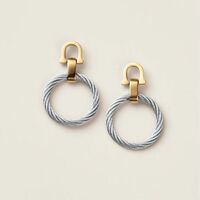 Stainless Steel Dual Tone Cable Twist Earrings - Thumbnail 1