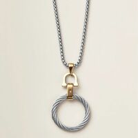 Stainless Steel Dual Tone Cable Twist Necklace - Thumbnail 1