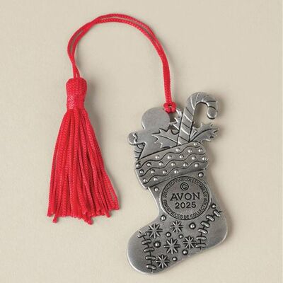 Jolly stocking pewter ornament
