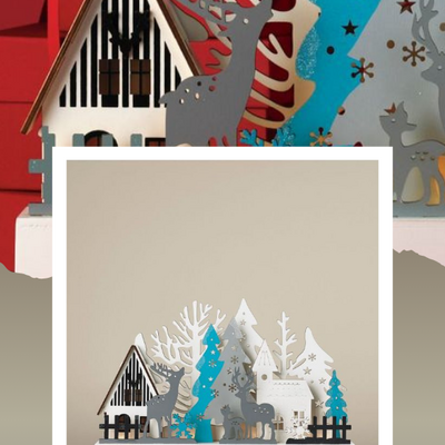 Wooden village winter scene - Thumbnail 1