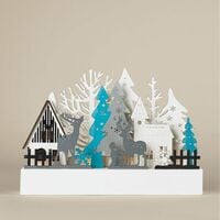 Wooden Village Winter Scene - Thumbnail 1