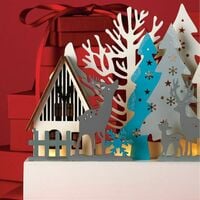 Wooden Village Winter Scene - Thumbnail 2