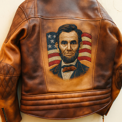 Crafted leather new men's designer motorcycle american freedom theme jacket - Thumbnail 3