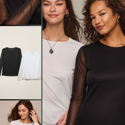 2-pack sheer-sleeve top - Thumbnail 2