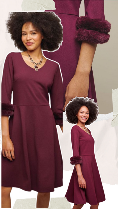 Faux-Fur-Trim Dress