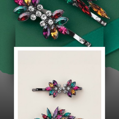 Stained glass bloom hair pin set
