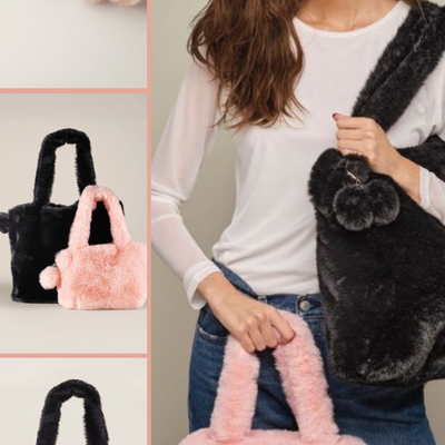 2-pack faux fur totes