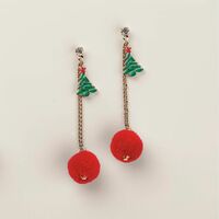 Jolly Pom-Pom Drop Earrings - Thumbnail 2