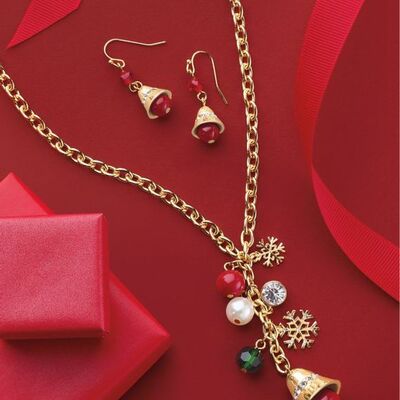 Holiday chime necklace & earring set