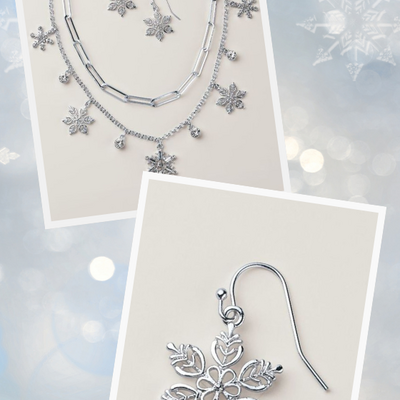 Snowfall sparkle layered necklace and earring set - Thumbnail 4