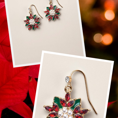Classic poinsettia earrings - Thumbnail 3
