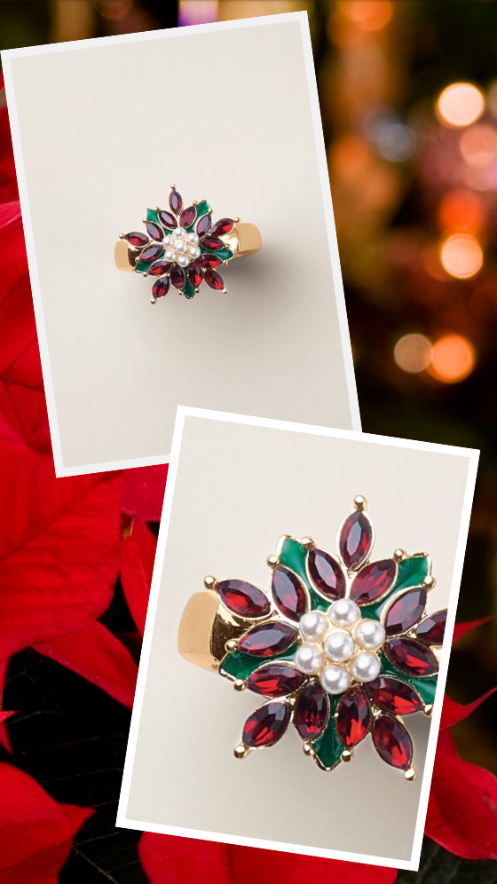 Classic Poinsettia Stretch Ring