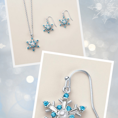 Shimmering snowfall necklace & earring set - Thumbnail 4