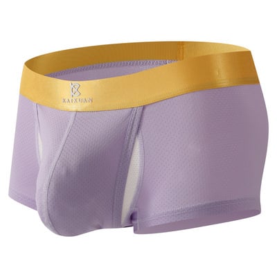 Men's sexy underwear lingerie sports mesh holes pouch separator boxer briefs kx029tkc - Thumbnail 1