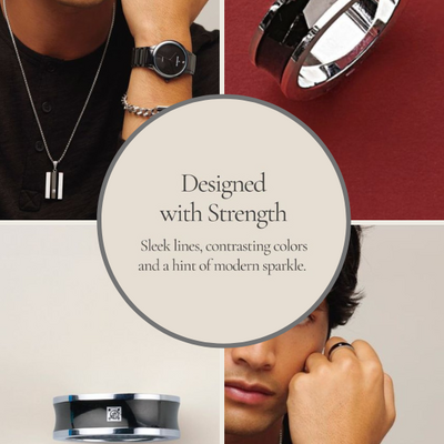 Men's stainless steel vanguard cz ring