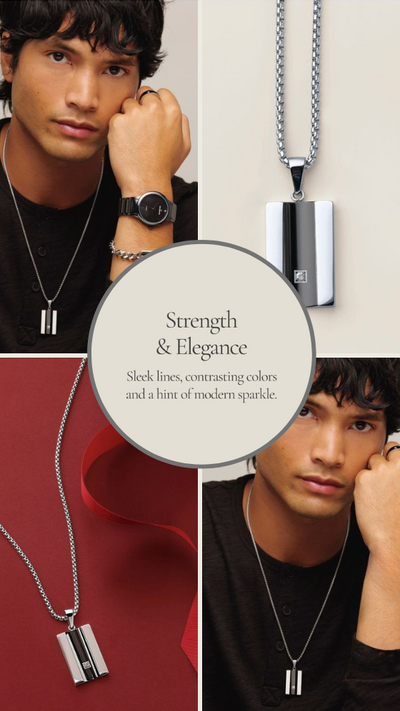 Men's Stainless Steel Vanguard CZ Necklace