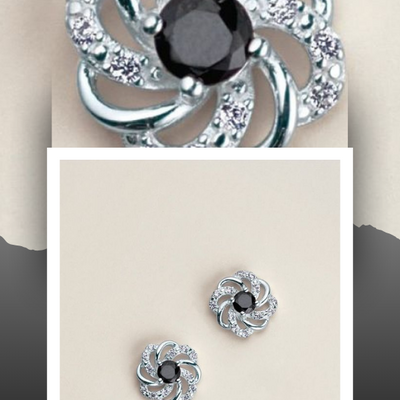 Sterling silver noir cz gala earrings - Thumbnail 1