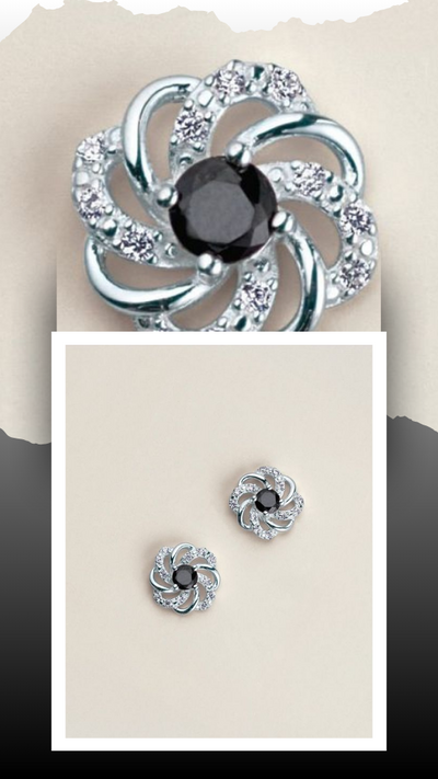 Sterling Silver Noir CZ Gala Earrings