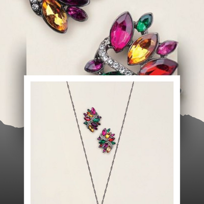 Stained glass bloom necklace and earring set - Thumbnail 2