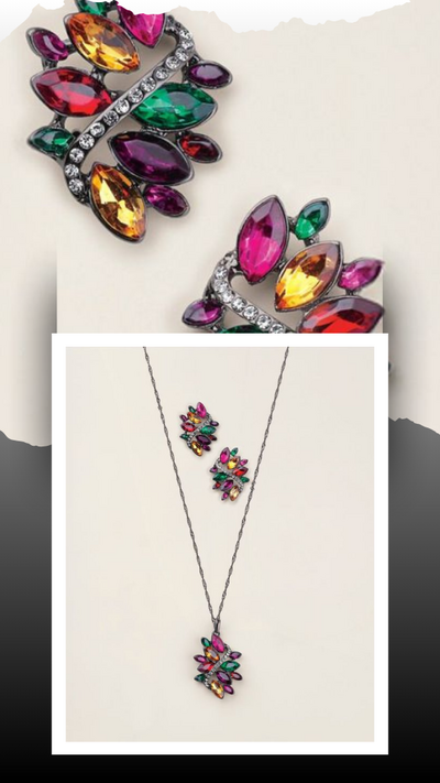 Stained Glass Bloom Necklace and Earring Set