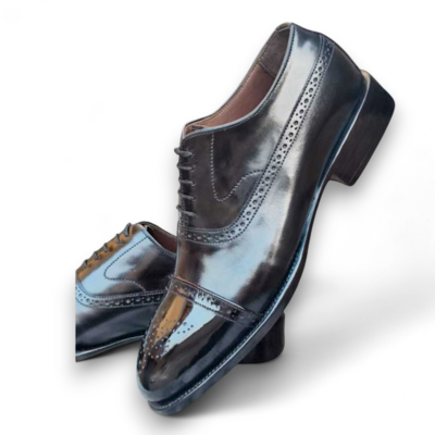 Crafted leather men’s classic black leather dress shoes - Thumbnail 1